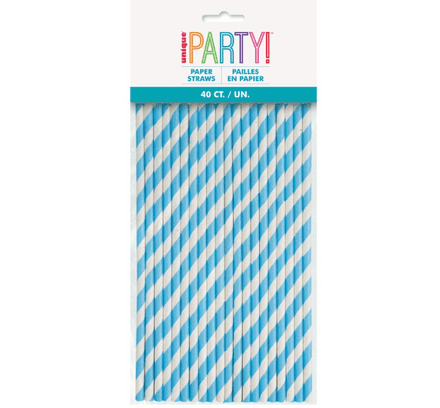 40 Powder Blue Paper Drinking Straws