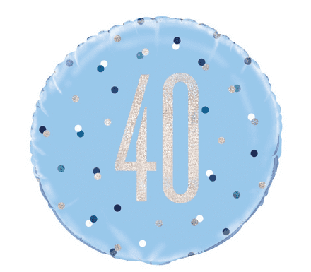 40th Birthday Blue Foil Balloon 18"