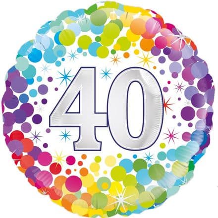 40th Birthday Colourful Confetti Foil Balloon