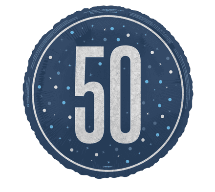 50th Birthday Blue Foil Balloon 18"