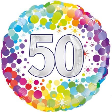 50th Birthday Colourful Confetti Foil Balloon