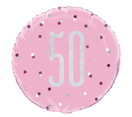 50th Birthday Pink Foil Balloon 18"