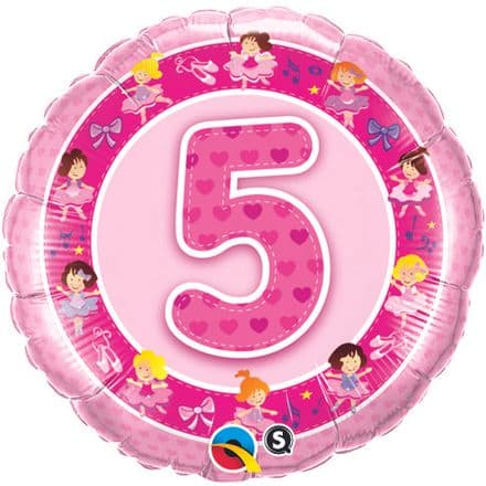 5th Birthday Ballerinas Pink Foil Balloon