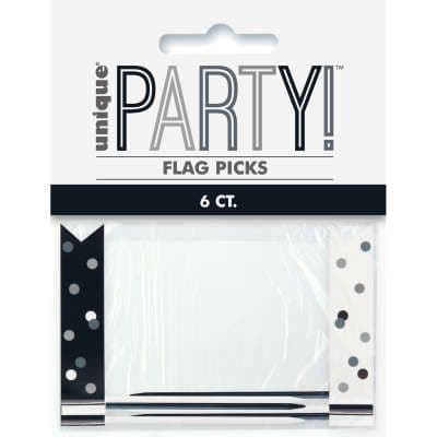 6 Black Dotty Flag Picks