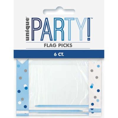 6 Blue Dotty Flag Picks