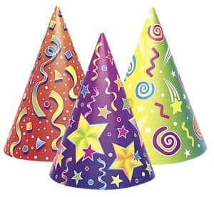 6 Kaleidoscope Kids Party Hats