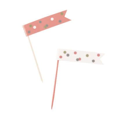 6 Rose Gold Dotty Flag Picks