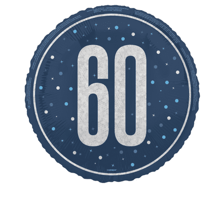 60th Birthday Blue Foil Balloon 18"