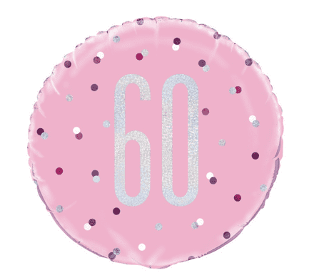 60th Birthday Pink Foil Balloon 18"