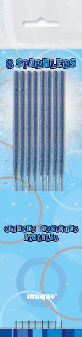 7" Cake Sparklers 8 Pk Blue