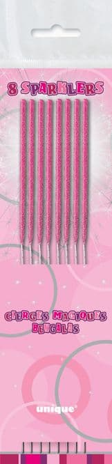 7" Cake Sparklers 8 Pk Pink