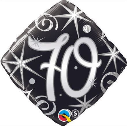 70th Birthday Sparkles & Swirls Foil Balloon