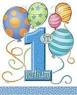 8 1st Birthday Blue Balloons Theme Plastic Loot/ Party Bags