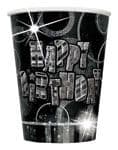8 Black Glitz Paper Party Cups