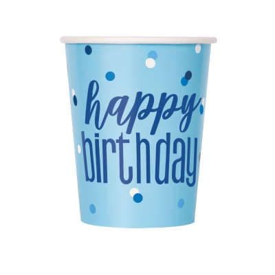 8 Blue Glitz Paper Party Cups