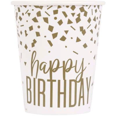 8 Confetti Gold Paper Party Cups