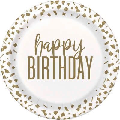 8 Confetti Gold Paper Party Plates 9