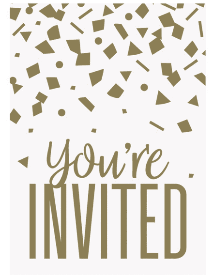 8 Gold Confetti Invites