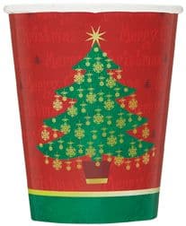 8 Golden Christmas Tree Paper Party Cups