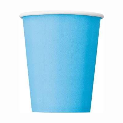 8 Pale Blue Paper Party Cups
