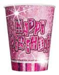 8 Pink Glitz Paper Party Cups