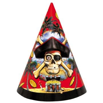 8 Pirate Bounty Cardboard Party Cone Hats