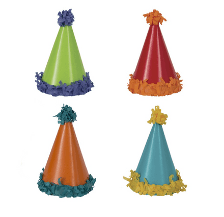 8 Pom Pom Party Hats