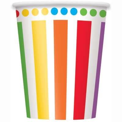 8 Rainbow Paper Party Cups
