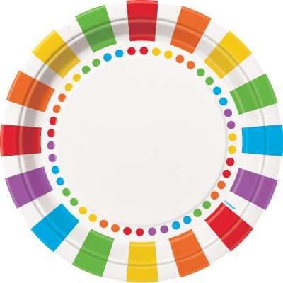8 Rainbow Paper Party Plates