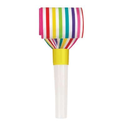 8 Striped Rainbow Squawker Blowouts Party Noisemakers