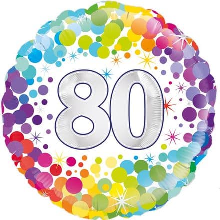 80th Birthday Colourful Confetti Foil Balloon