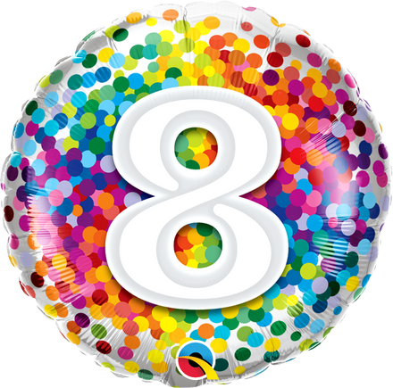 8th Birthday Colourful Dots Foil Balloon