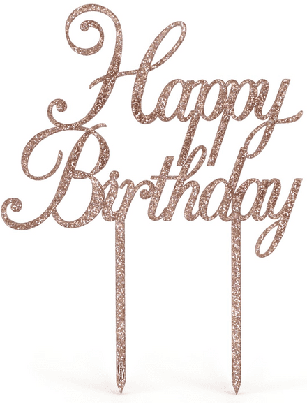 Acrylic Rose Gold Glitter Happy Birthday Cake Topper