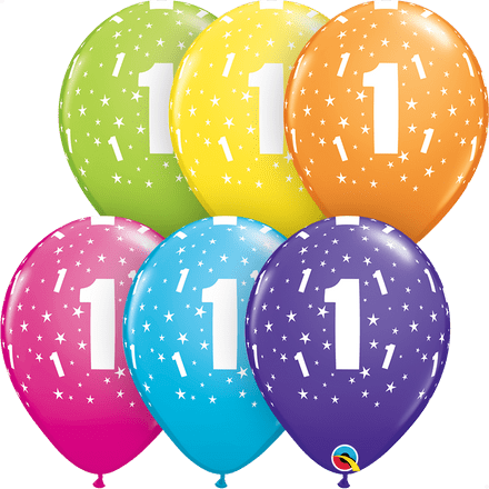 Age 1 Assorted Colour Balloon Uninflated