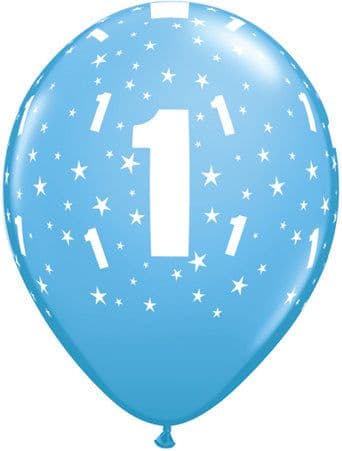 Age 1 Birthday Blue Balloons 6 Pack