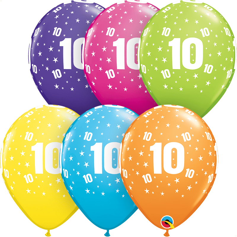 Age 10 Assorted Colour Balloon Uninflated