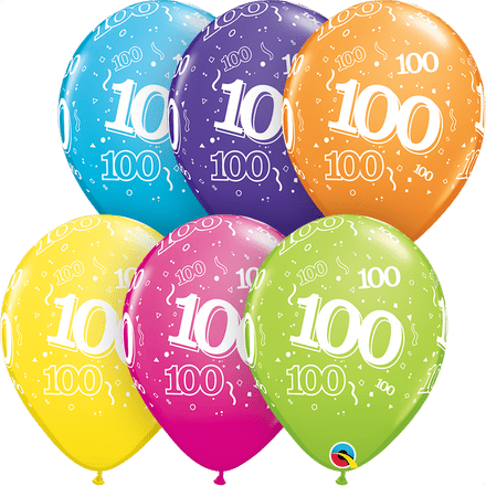 Age 100 Assorted Colour Balloon Uninflated
