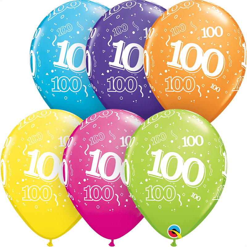 Age 100 Assorted Colour Balloon Uninflated
