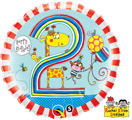 Age 2 Giraffe Stripes Foil Balloon By Rachel Ellen