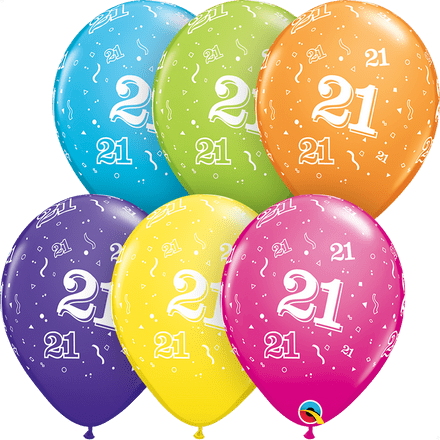 Age 21 Assorted Colour Balloon Uninflated