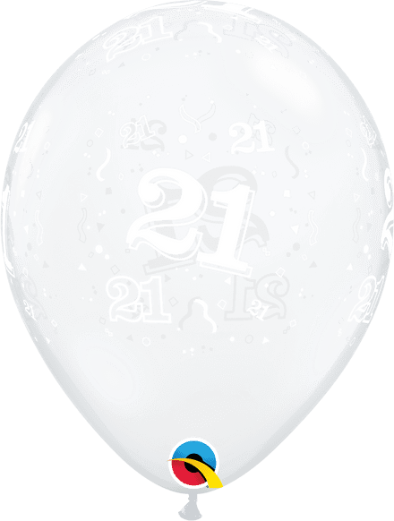 Age 21 Diamond Clear Latex Balloons