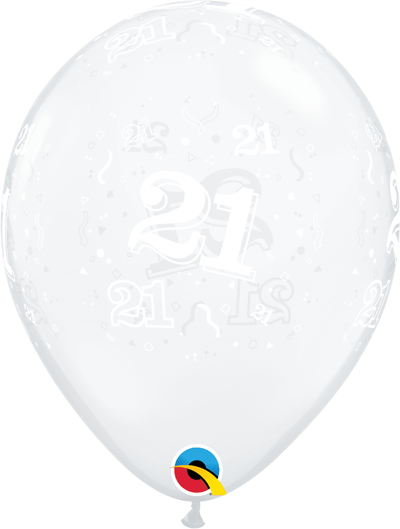 Age 21 Diamond Clear Latex Balloons