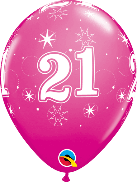 Age 21 Sparkle Wild Berry Balloons