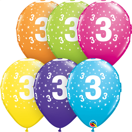 Age 3 Assorted Colour Balloon Uninflated