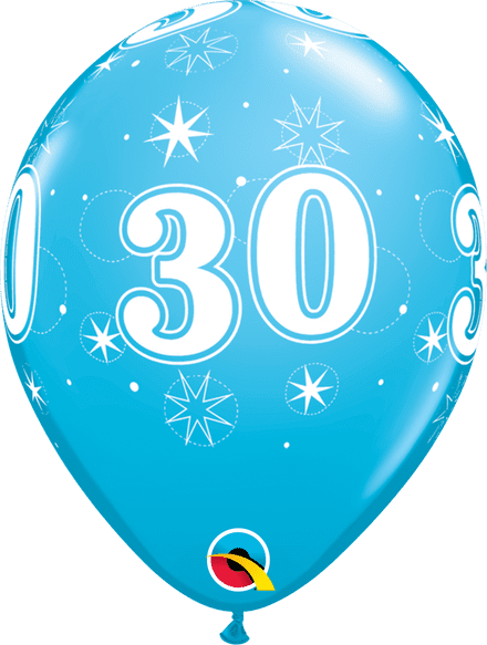Age 30 Sparkle Robin Egg Balloons