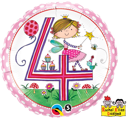 Age 4 Fairy Polka Dot Foil Balloon By Rachel Ellen