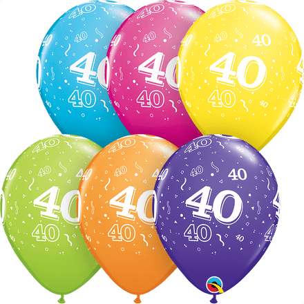 Age 40 Assorted Colour Balloon Uninflated