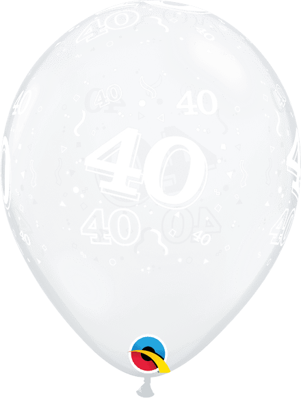 Age 40 Diamond Clear Latex Balloons