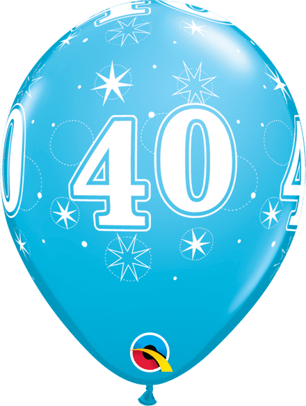 Age 40 Sparkle Robin Egg Balloons
