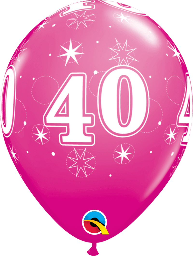 Age 40 Sparkle Wild Berry Balloons